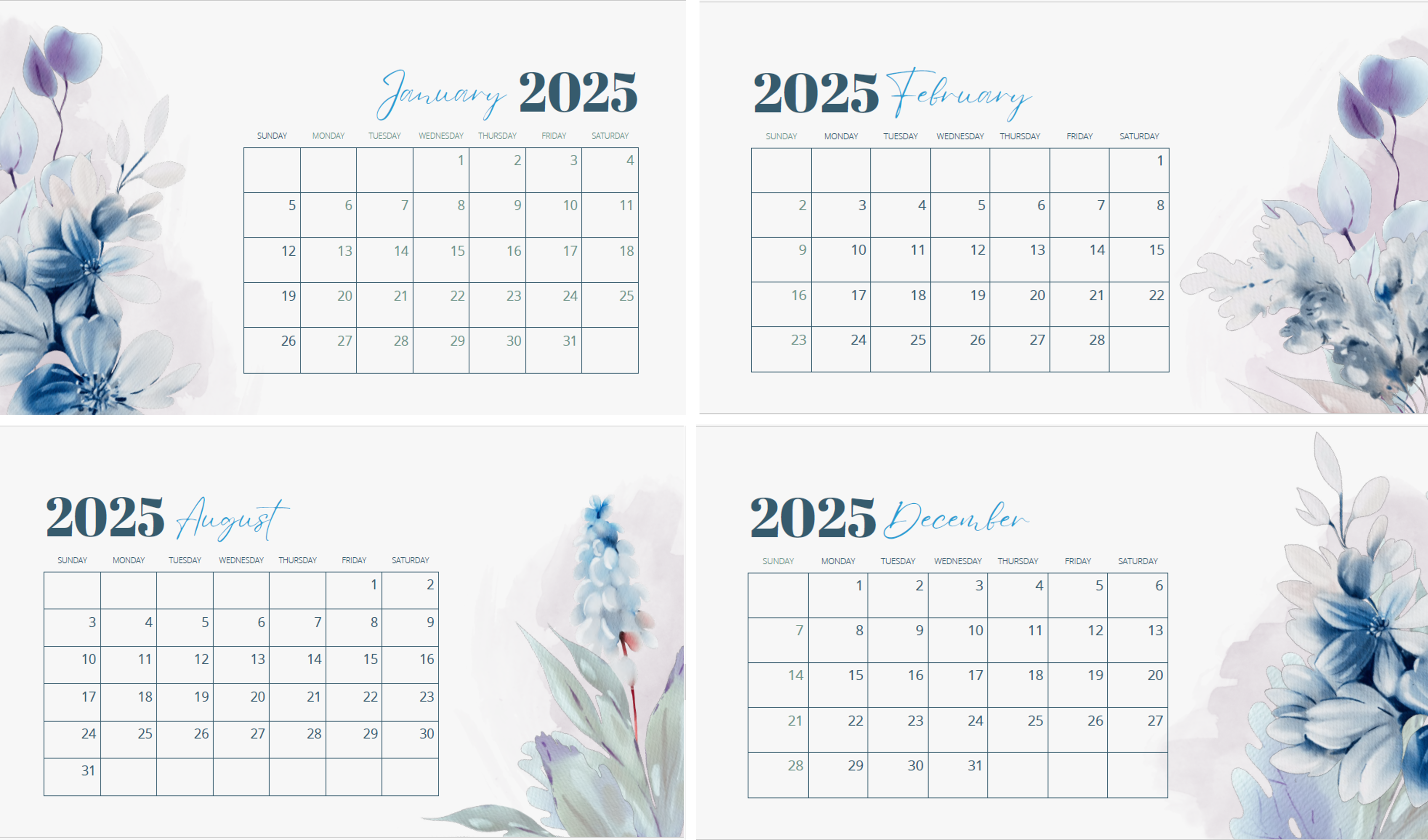 Monthly Calendar 2025