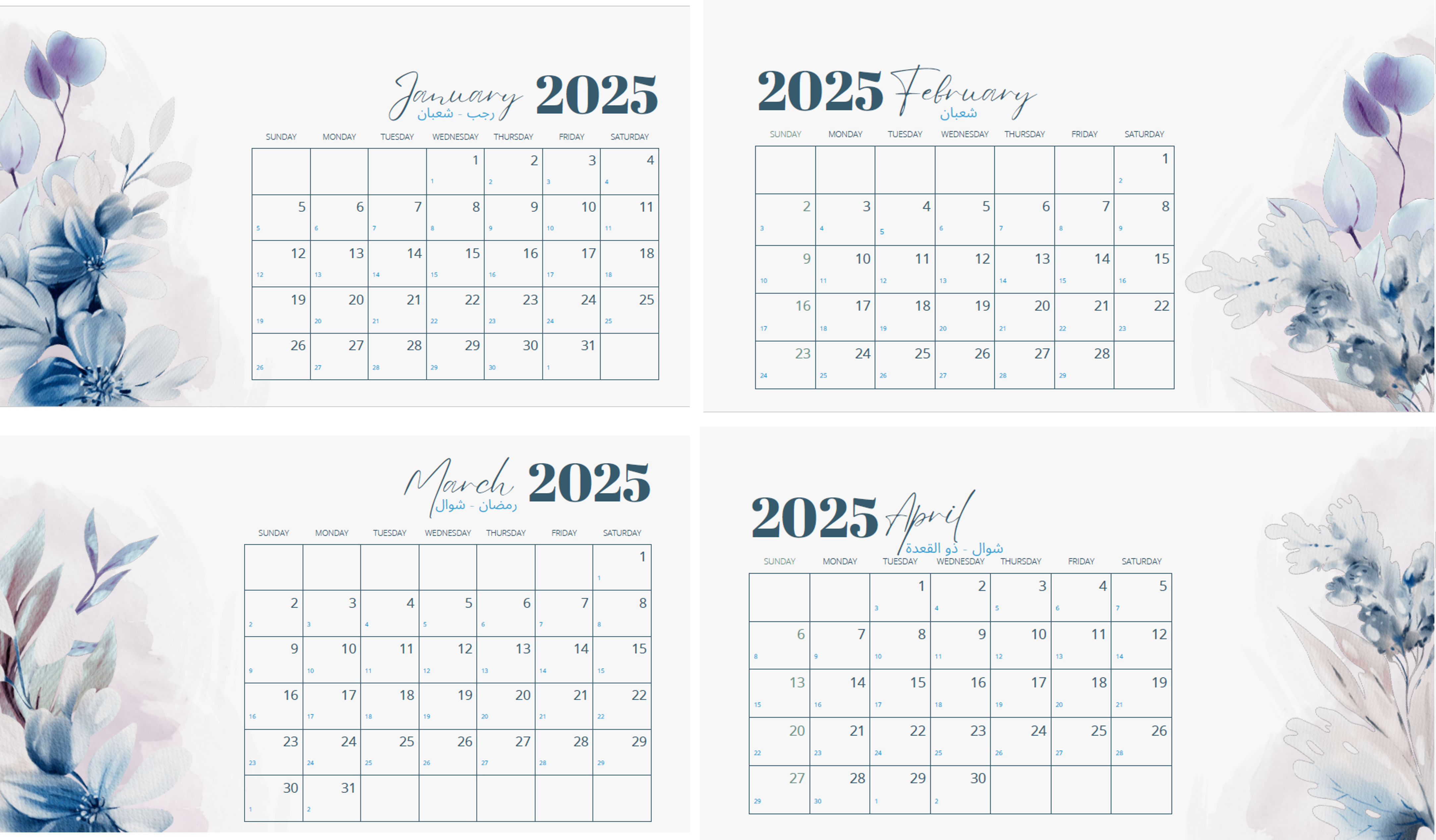 Monthly Calendar 2025